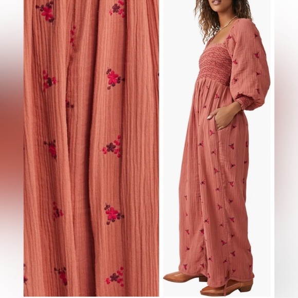 NWOT Free People Dahlia Embroidered Jumpsuit - Picture 8 of 12